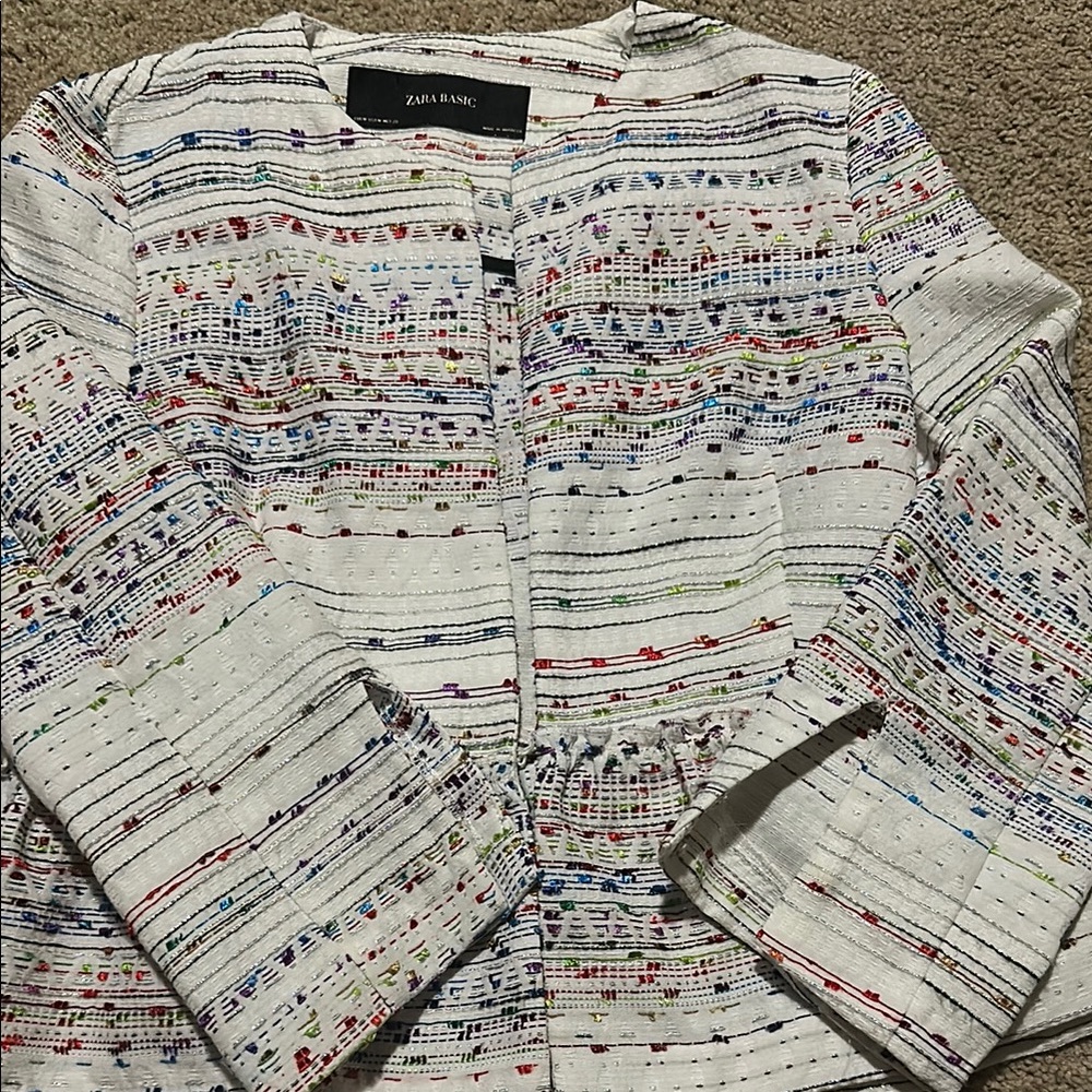 Zara White Multicolor Patterned Jacket - image 2